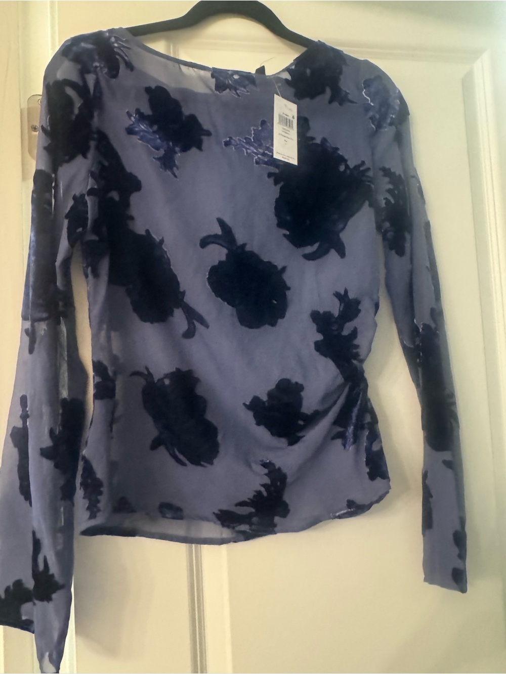 Next Women’s Sheer Floral Burnout Long-Sleeve Top - Blue